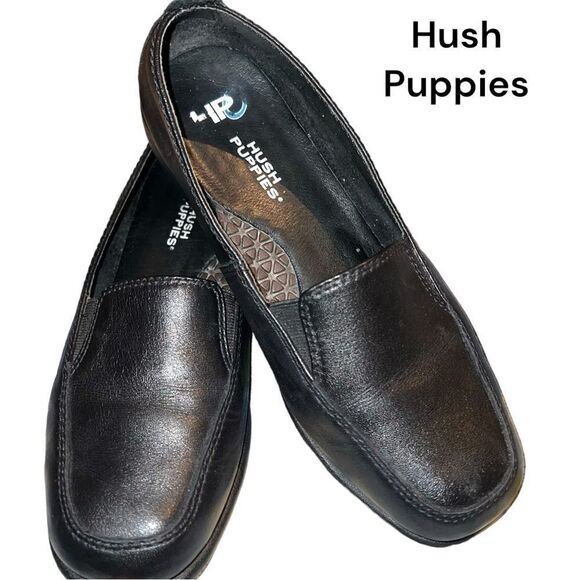 Hush puppies black loafer style slip ons! - Picture 1 of 6